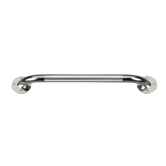 Drive Wall Grab Bar 16-inch Chrome Knurled Steel mounted on white wall